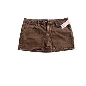 Wild Fable Brown Denim Mini Skirt Y2K Low Rise New With Tags Size 12